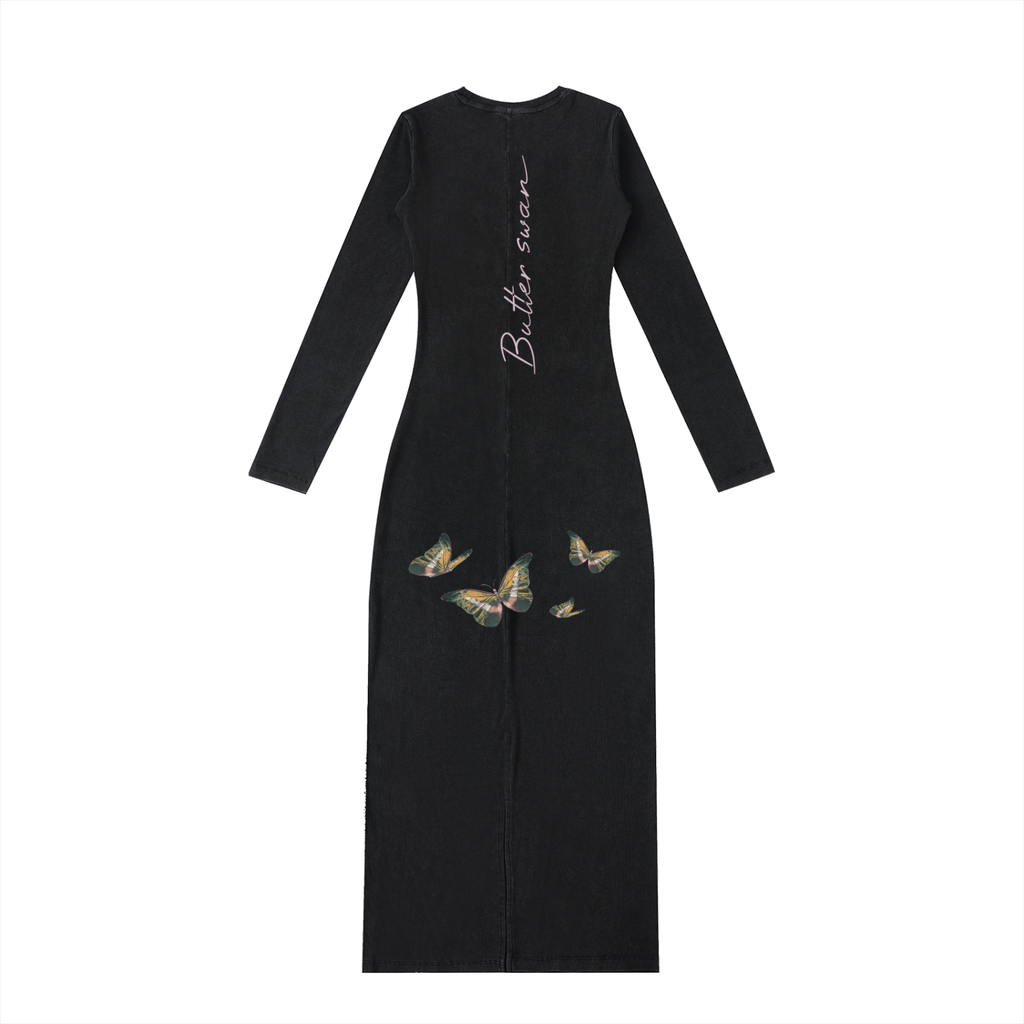 ButterSwan Dyed Washed Slit Maxi Dress