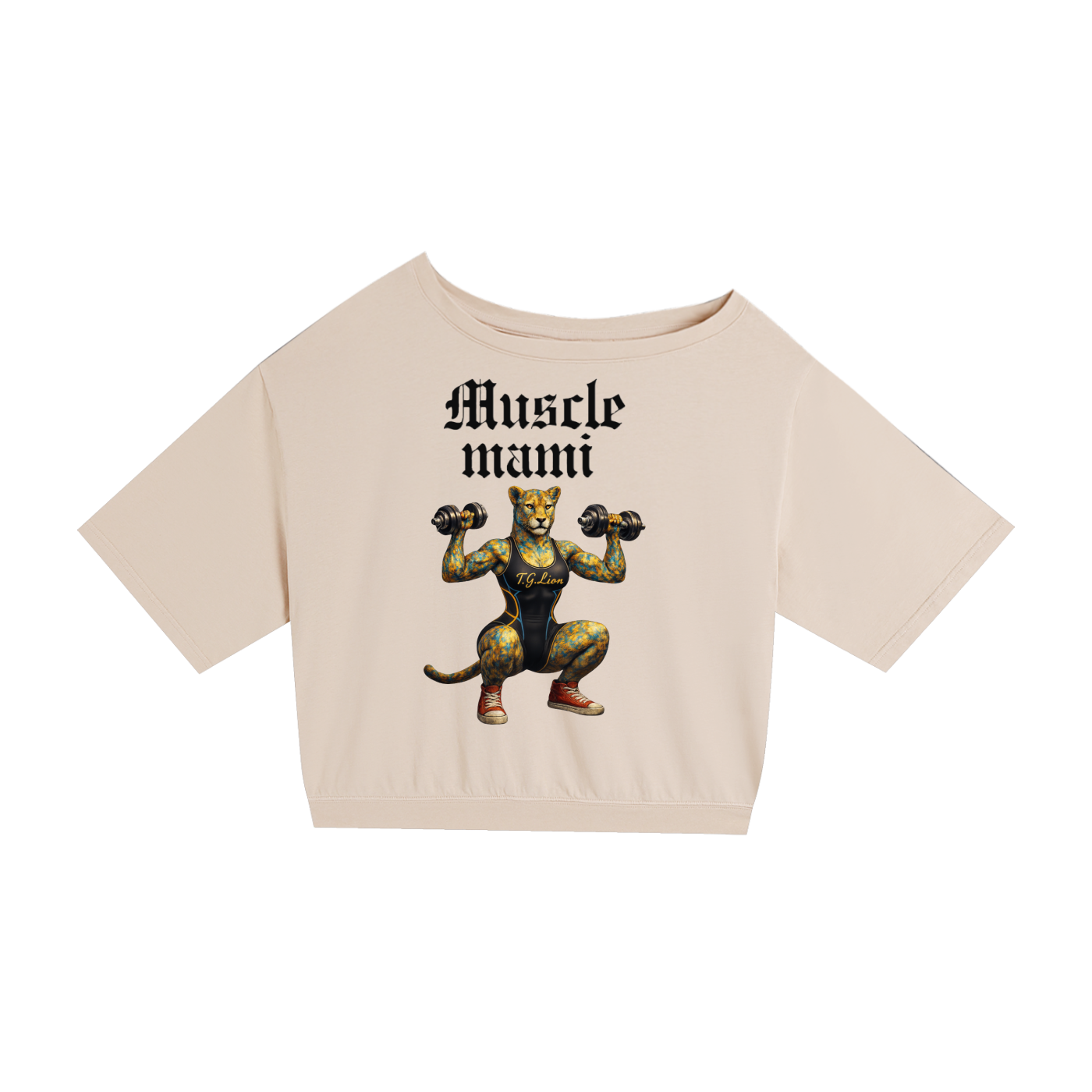 T.G.Lion Asymmetric Shoulder Oversized T-Shirt